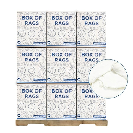 Supremeplus Recycled White Knit T-Shirt Cleaning Rags, 675 lbs. Pallet, 27x 25 lbs. Boxes, 27PK SP-8254