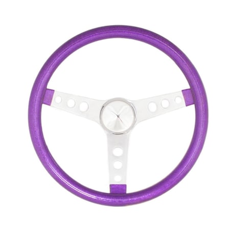 Grant 8463 15 in. Metal Flake Steering Wheel, Chrome 3-Spoke, Purple - Steel GRT8463