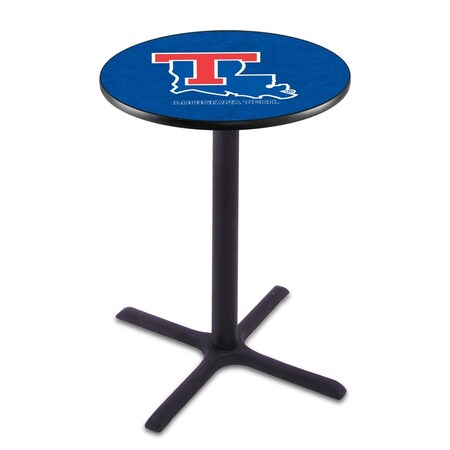 Holland Bar Stool Co 36" Blk Wrinkle Louisiana Tech Pub Table, 36" dia. Top L211B3636LaTech