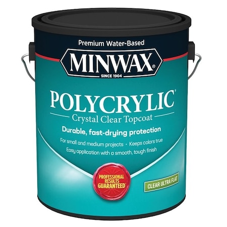 Minwax Polycrylic Protective Finish, Ultra-Flat, Liquid, Clear, 1 gal 111110000