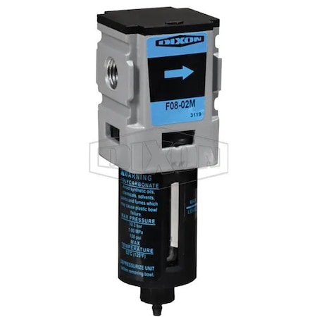 Dixon Wilkerson by Miniature Particulate Filter with Bowl Guard, 1/4 in NPT/BSPP-G Port, 150 psig Pressure F08-02A