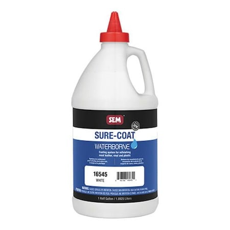 Sem Sure-Coat Waterborne Flexible Paint, 0.5 Gallon, White, Liquid, Use For: Vinyl and Plastic 16545
