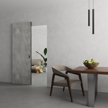 Sartodoors Hidden Barn with Black Edges - Planum 0010 Onyx 24" x 80" PLANUM0010HB-B-PM003-24