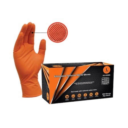 Great Glove 8 Mil Orange Diamond Grip Nitrile Powder-Free Gloves, 100/Box, Large, 100PK DO-NM815