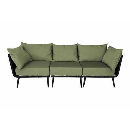 Bfm Seating Cayman Sofa- Black flat rope, Black powder coat aluminum, ganging bracket PHPBLBL-5487