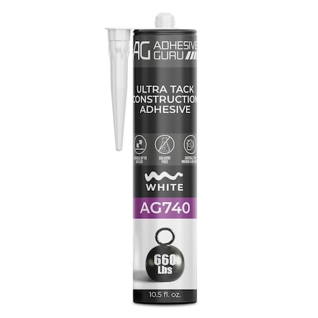 Adhesive Guru AG740 Ultra Tack Adhesive, Hybrid Construction Sealant, 10.5 fl oz, Waterproof, Paintable adgr_ULTack_AG740_1pk