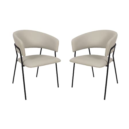 Manhattan Comfort Slate Contemporary Modern Vegan Leather Metal Armchair in Stone Gray - Set of 2 DC1531-1