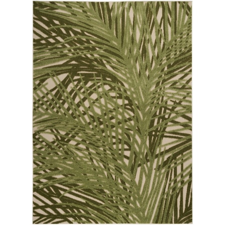 Homeroots 4' X 6' Ivory And Green Palm Leaf Indoor Outdoor Area Rug 548155