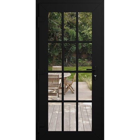 Vdomdoors Front Exterior Prehung Metal-Plastic Door Clear Glass / MANUX 8355 Matte Black / Office Commercial MANUX8355EXD-BLK-W36xH80-RH-I
