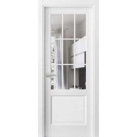 Sartodoors Solid Interior French, Felicia 3599 White Silk with Clear Glass, Single Regular Panel Frame Trims FELICIA3599ID-WS-28