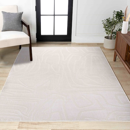 Jonathan Y Alcina Modern Scandinavian Graphic Lines High-Low White/Cream 3 ft. x 5 ft. Area Rug SND102B-3