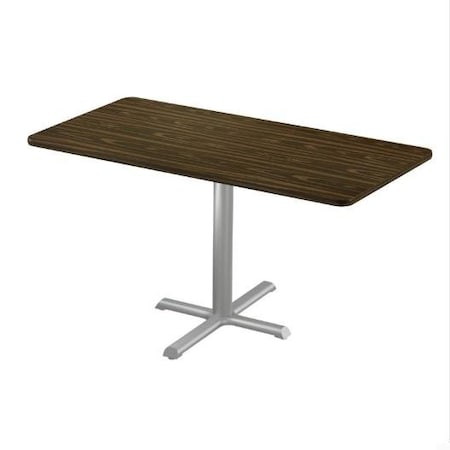 Correll Rectangle Cafe Table W/ Cross Base, 48 in W, 30 in L, 29 in H, Particleboard Top, Walnut SCT3048-01-98-01