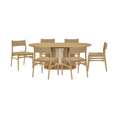 Homeroots Seven Piece Oak Oval Dining Set with Six Chairs 571735