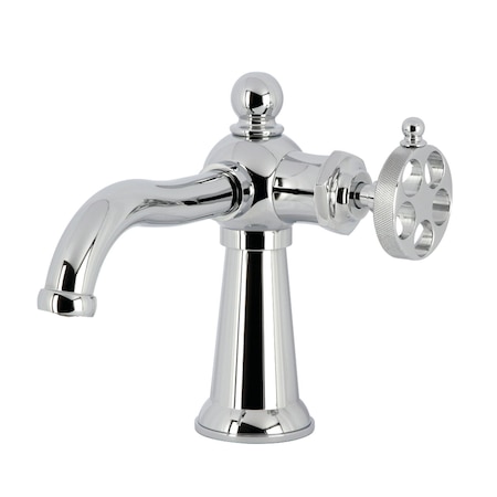 Kingston Brass One-Handle Single-Hole Bathroom Faucet with Knurled Handle and Push Pop-Up Drain, Polished Chrome KS3541RKZ