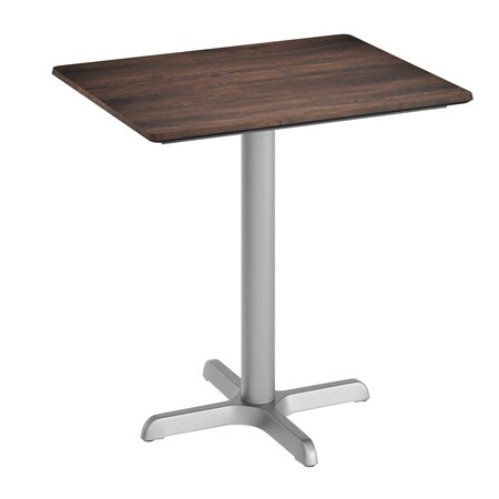 Flash Furniture Acadia 30 in x 24 in Indoor Outdoor Tabletop, Dark Brown with TopGuard HPL, 22 in x 22 in ST-REC2430-WBR-T2222S-GG