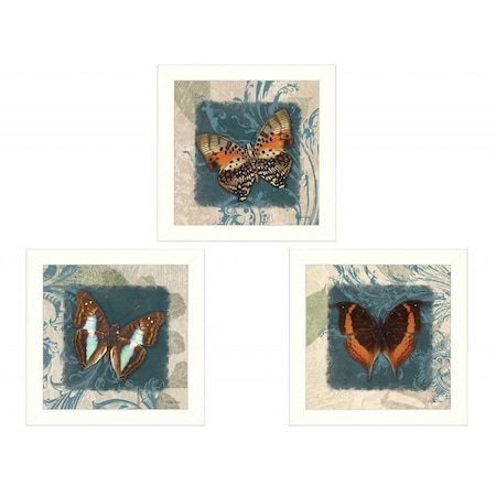 Set Of Three Butterflies White Framed Print Wall Art, 3PK