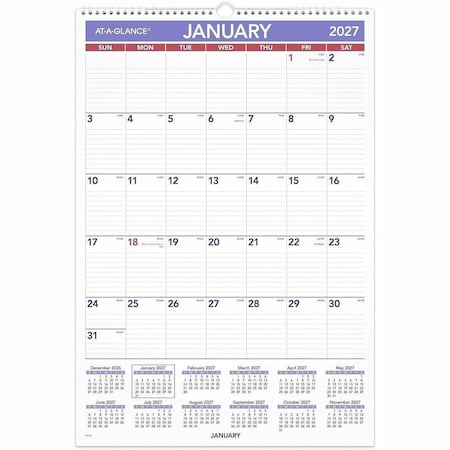 At-A-Glance Erasable Wall Calendar, 15.5 x 22.75, White, 2022 PMLM0328