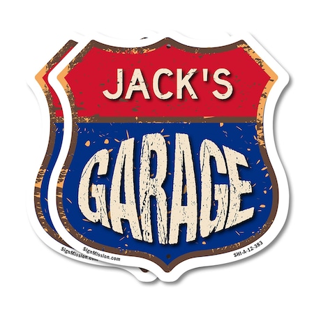Signmission Jack's Garage, 12 inch X 12 inch, Aluminum Metal Sign, 2PK SHI-A-2PACK-12-383-JACK