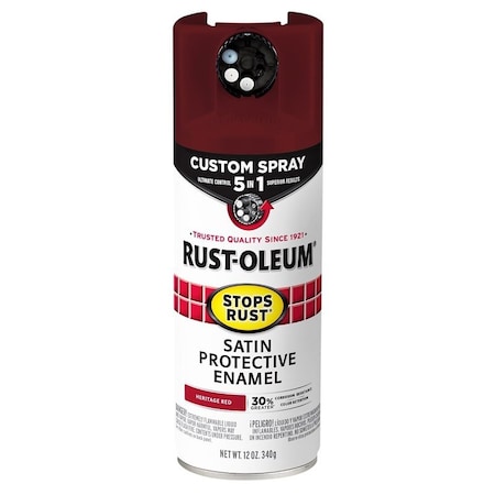Rust-Oleum Rust Preventative Spray Paint, Satin, Heritage Red, 12 oz, Can 376880