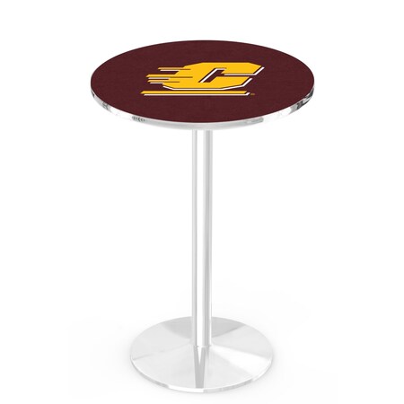 Holland Bar Stool Co 36" Chrome Central Michigan Pub Table, 36" dia. Top L214C3636CenMic