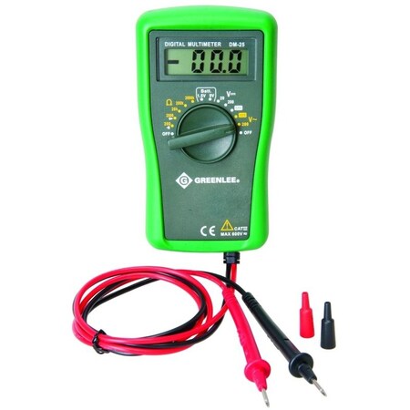 Green Leaf Multimeter, Digital Display, Functions: AC Voltage, DC Voltage, Resistance DM-25