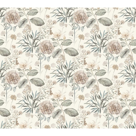York Wallcoverings Midsummer Floral Beige and Green Wallpaper Sample TL1918SAM