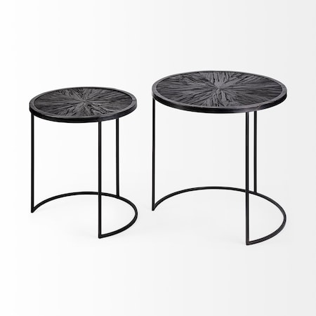 Homeroots Set of Two 20" Black Round End Table, 2PK 380716