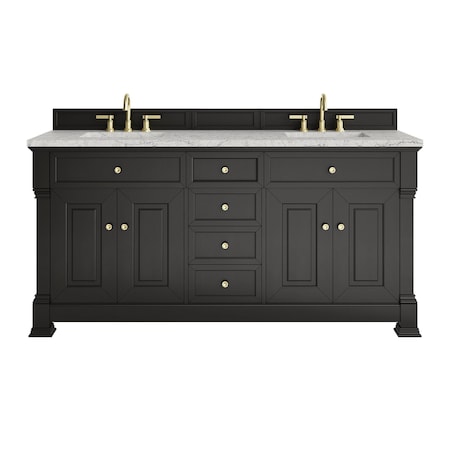 James Martin Vanities Brookfield 72 in. Double Vanity, Black Onyx w/ 3 CM Eternal Jasmine Pearl Silestone Top 547-V72-BKO-3EJP