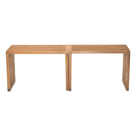 Homeroots 54in Natural Solid Wood Extendable Indoor Outdoor Bench 668842
