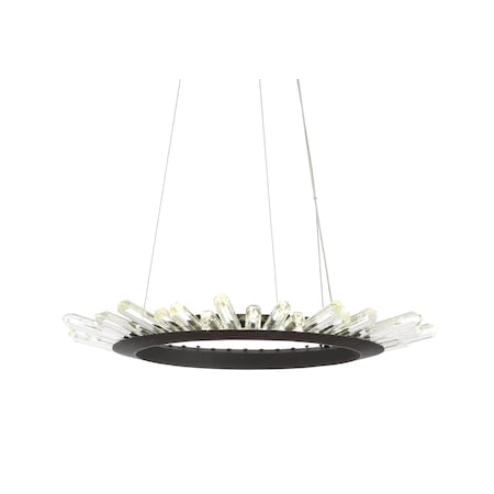 Jonathan Y Elsa 24" Adjustable Integrated LED Modern Crystal Pendant, Black/Clear JYL7212A
