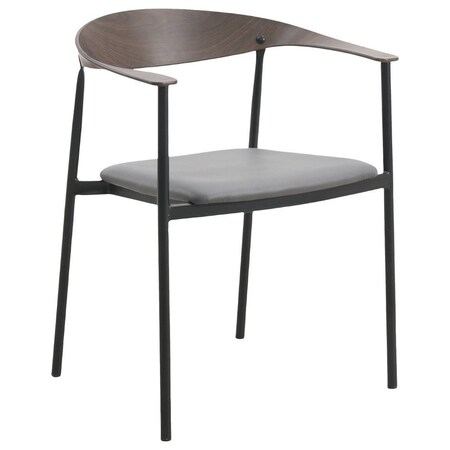 Leisuremod Kora Modern Leather Dining Arm Chair with Iron Legs in Charcoal KCWN-21CHR