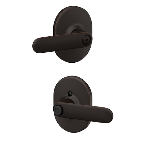 Schlage Residential Davlin Lever with Remsen Rose Privacy Lock with 16080 Latch and 10027 Strike Aged Bronze Finish F40DAV716RMN
