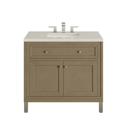 James Martin Vanities Chicago 36" Single Vanity, Walnut Whisper, w/ 3 CM Siberian Silestone Top 503-V36-WLW-3SFR