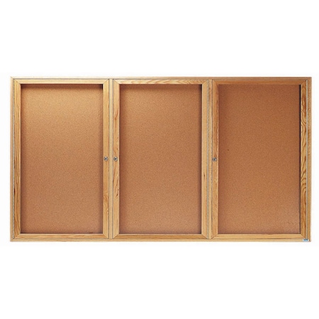 Aarco Enclosed Bulletin Board Red Oak Frame w/ a High Gloss Clear Lacquer Finish, 36''Hx72''W OBC3672-3R