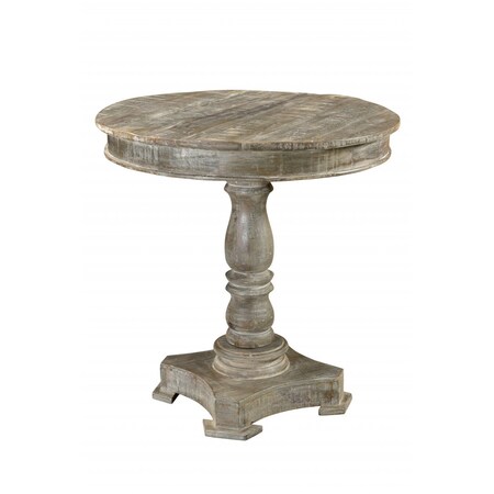 Homeroots 30" Gray Rounded Solid Wood Pedestal Base Dining Table 488594