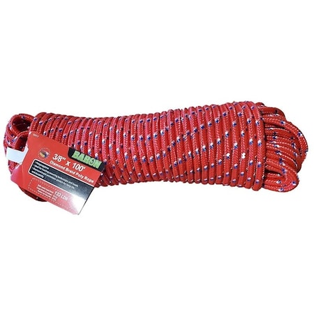 Baron Rope, 3/8 in Dia, 100 ft L, 198 lb Working Load, Polypropylene, Assorted 52217