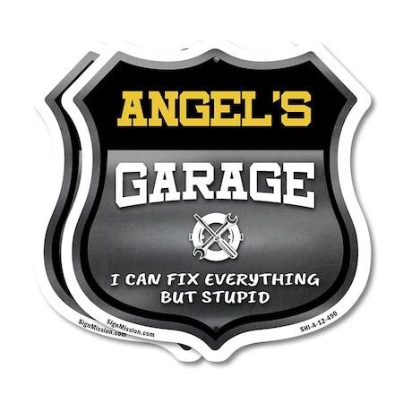 Signmission Angel's Garage I Can Fix Everything But Stupid, 12 inch X 12 inch, Aluminum Metal Sign, 2PK SHI-A-2PACK-12-490-ANGEL