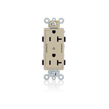 Leviton Controlled Decora Plus Duplex Receptacle 20 Amp, 125 Volt 16352-2PI