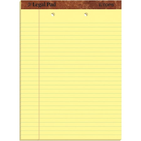 Tops Business Forms TOPS, inTHE LEGAL PADin RULED PADS, WIDE/LEGAL RULE, 8.5 X 11.75, CANARY, 12PK 7531