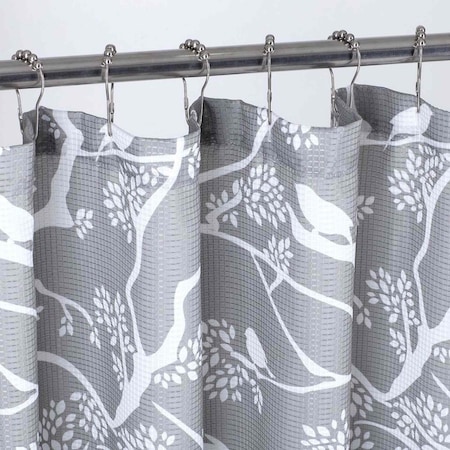Homeroots 72" Gray And White Bird Shower Curtain 484088