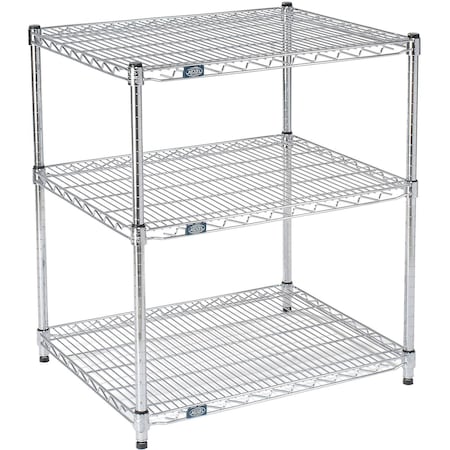 Global Industrial Nexel 3 Shelf, Chrome ESD Wire Shelving Unit, Starter, 72"W x 12"D x 34"H B3149568
