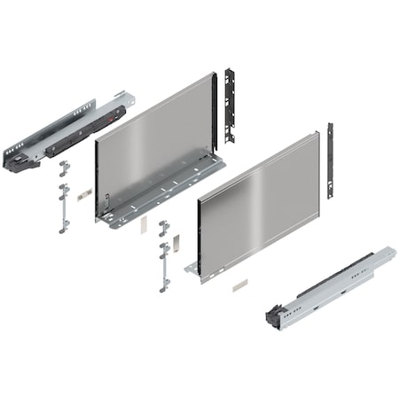 Blum 16in. F Height Legrabox Stainless Drawer Set, 125 Lbs Weight Rating 770F40S0I