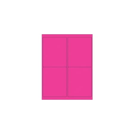 Bubblefast 4 x 5'' Fluorescent Pink Rectangle Laser Labels-4 Labels per Sheet BFLL181PK