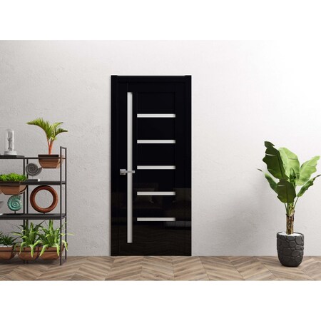 Sartodoors Interior Door 18x84 inches Black Solid Core Modern Interior QUADRO4088ID-GLB-1884