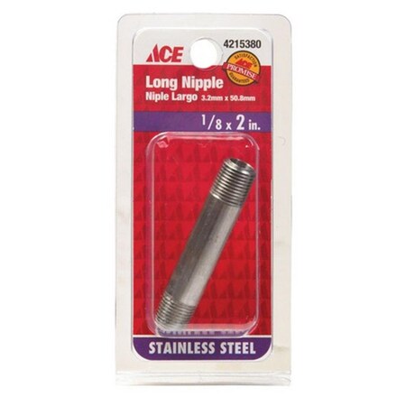 Smith-Cooper S8344NI001020CS 0.12 x 2 in. Stainless Nipple 4215380