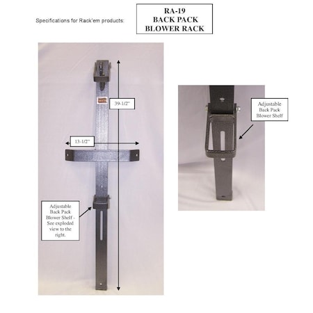 Rackem Mfg RACE AND WORK TRAILER ACCESSORY BoltOn Mount To Open Trailer Holds 1 Backpack Blower Black and Gr RA-19