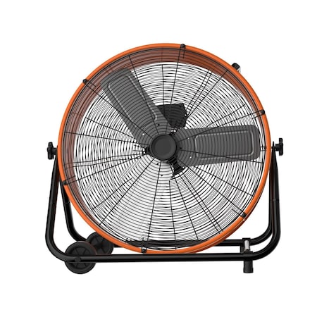 Edendirect 24 in. 3 Speeds Industrial Drum Fan in Orange with 1/3 HP PSC Motor ZR-FGD-24T-Orange