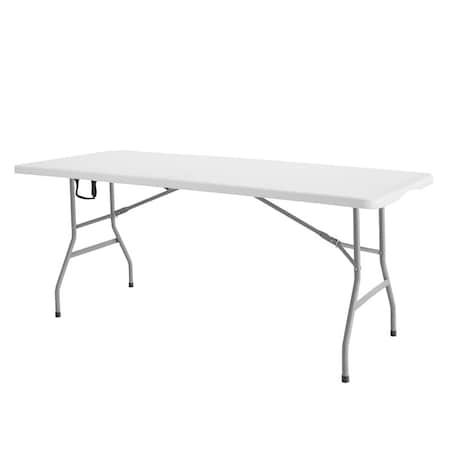 Regency Trestle 6 ft Folding Table, Fold-in-Half with Handle, Heavy-Duty Steel Frame, 72 x 29 in, White TBM7229WH