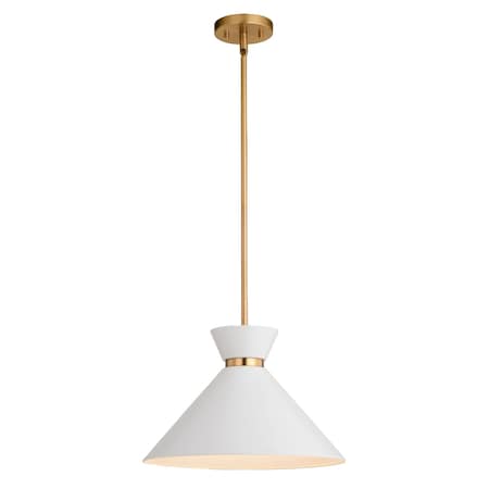 Vaxcel Racine 1 Light Matte White and Gold Natural Brass Mid-Century Modern Bowtie Pendant, LED Compatible P0399