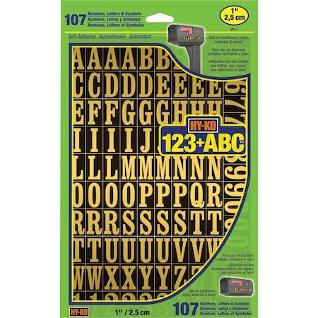 Hy-Ko 1'' Numbers Letters & Symbols, 107 Count MM2